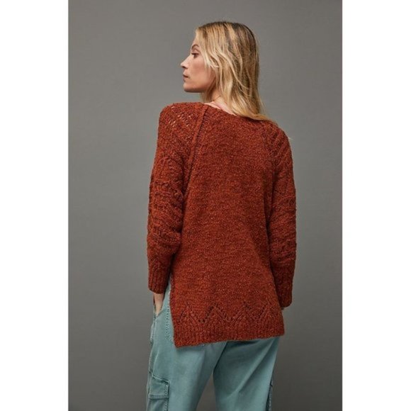 NWT Anthropologie Pilcro Luna Pointelle sweater CEDAR SM - Picture 7 of 7